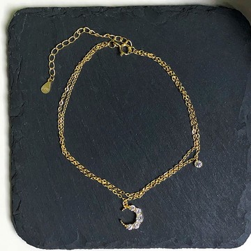 現貨+預購 純銀鍍14K金手鍊鋯石手鏈-月亮閃耀雙層細鍊女飾品74ar40【獨家進口】【米蘭精品】