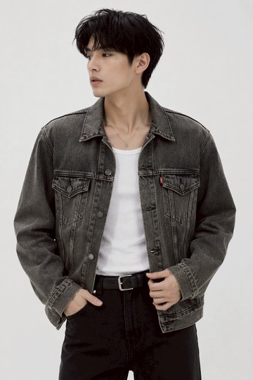 男款 牛仔外套 / Type 3 經典修身版型 / 黑灰水洗 熱賣單品