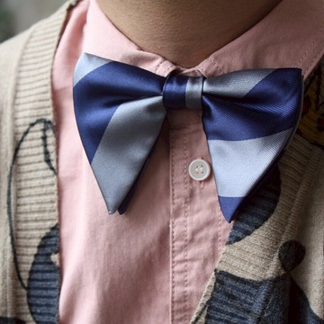 福利款 絲緞感個性牛角條紋領結 男 韓版 禮服蝴蝶結結婚新郎伴郎