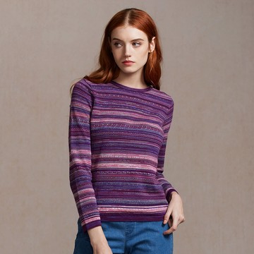 INDIGO橫紋滾邊緹花針織衫(2色)