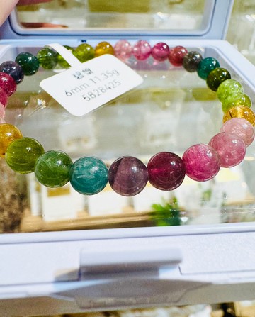 小精品老礦濃色彩碧璽水晶6mm11.35g電氣石稀有紫碧璽藍碧璽