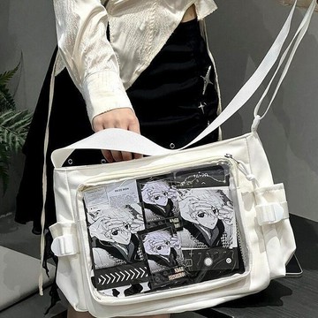 Bag House👜 原創日常百搭透明單肩帆布校園女包痛包痛包食量斜挎痛包()