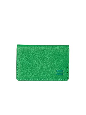 Leather Compact Accordion Wallet [GREEN]