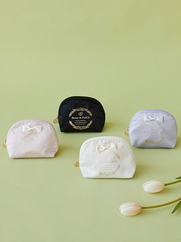 典雅玫瑰刺繡品牌標誌扇貝形收納包(08000167900) - Maison de FLEUR