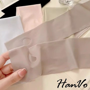【HanVo】無痕超薄冰絲防曬袖套 機能性冰絲涼感 防紫外線戶外護手臂 機車族必備 女生配件 C02-8081