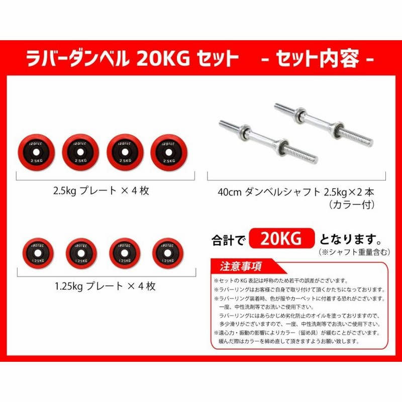 本格筋トレ器具専門店] ダンベル セット IROTEC(アイロテック)ラバー