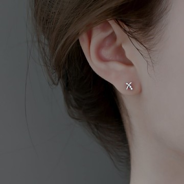 925純銀X字母耳釘女2021年新款潮簡約耳環小巧精致氣質耳飾品2022