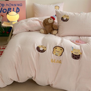 A類冬季泡泡加厚絨床上四件套公主風雙面毛絨牛奶雕花絨床包被套