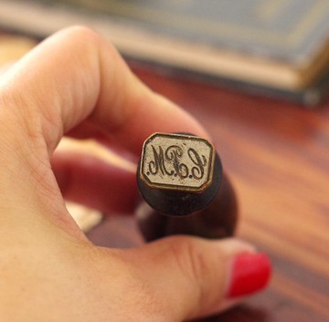 古董法國Vintage古銅色木質手把握柄封蠟印章 w847