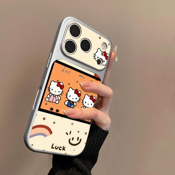 波點凱蒂貓適用蘋果17手機殼小羊皮蘋果16保護套15新14外殼13/12