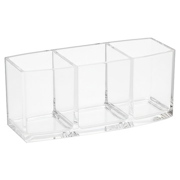 Bujaoppa 壓克力三格方形化妝刷具收納盒  1個  透明色