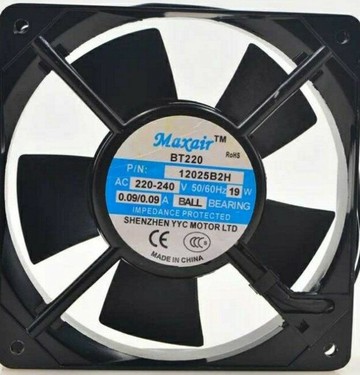 全新原裝Maxair BT12025B2H AC 220V 19W 12025 12CM銅芯散熱風扇