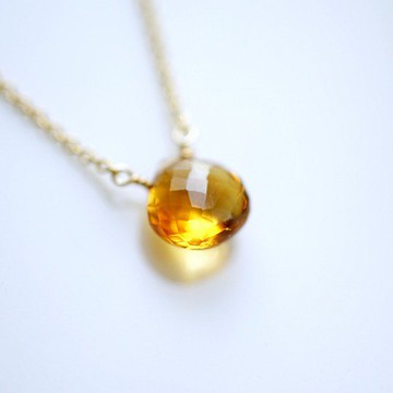 黃水晶栗型切面項鍊 Marie