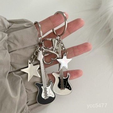 小包臺灣出貨🌟y2k辣妹電吉他星星貝斯鑰匙扣ins美式複古掛件掛飾甜酷🌟