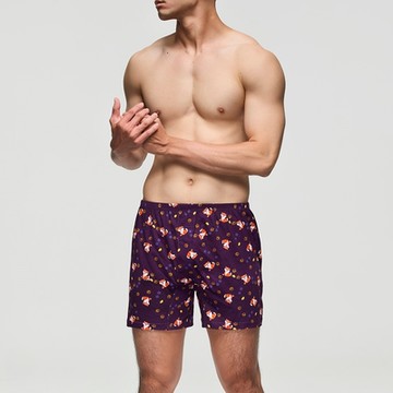 DADADO-財氣旺旺 M-3L印花四角男內褲(紫) 天然絲光棉-吸濕排汗-GHQ502PU