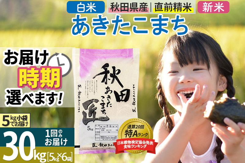 ＜新米＞ 秋田県産 あきたこまち 30kg (5kg×6袋) 令和5年産 時期選べる 30キロ お米 発送時期が選べる|02_snk-011001