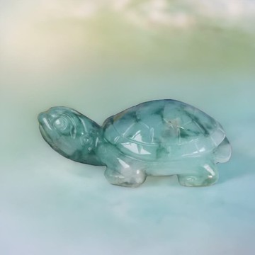 【吉祥‧長壽】飄綠花翡翠烏龜擺飾 | 天然緬甸玉翡翠A貨 | 送禮