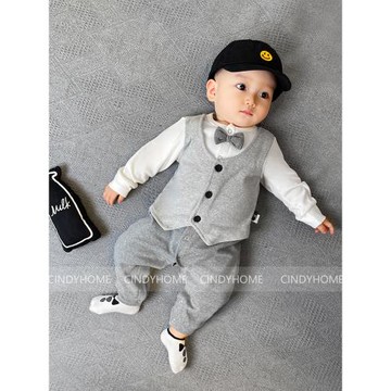 嬰幼兒穿搭嬰兒寶寶韓版休閑洋氣秋冬滿月百日宴周歲哈衣連體衣