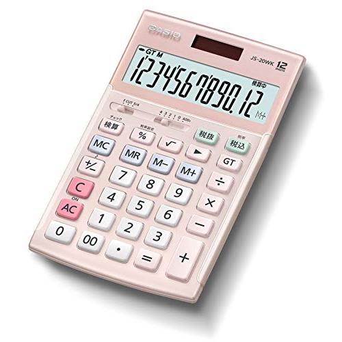 カシオ 本格実務電卓 12桁 検算機能 グリーン購入法適合 ジャストタイプ ピンク JS-20WK-PK