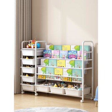 兒童書架家用閱讀區繪本架多層玩具收納架置物架落地寶寶簡易書柜