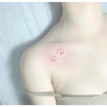 「粉嫩腳印」紋身貼紙 微刺青 輕紋身  可愛 原創 少女 線條 cos 小心機 防水持久 紋身貼 超美 性感 DIY