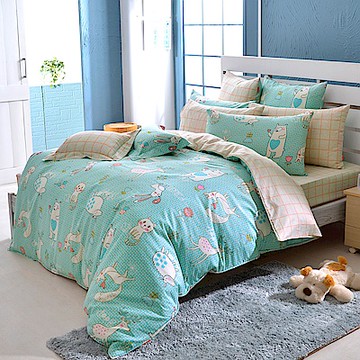 【Great Living格蕾寢飾】義大利Fancy Belle 甜蜜夥伴 加大防蹣抗菌吸濕排汗兩用被床包組