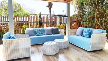 戶外咖啡桌 慕恩圓形塑藤茶几 鋁板桌面 耐曬防雨家具 附提把