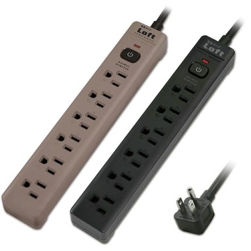 【聖岡科技Dr.AV】LL-800-6工業風3孔1開6插6尺延長線(日式彈跳開關/90度平貼式插頭)