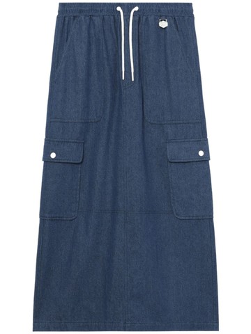 CHOCOOLATE - elasticated-waist denim midi skirt - women - Cotton - XS - Blue