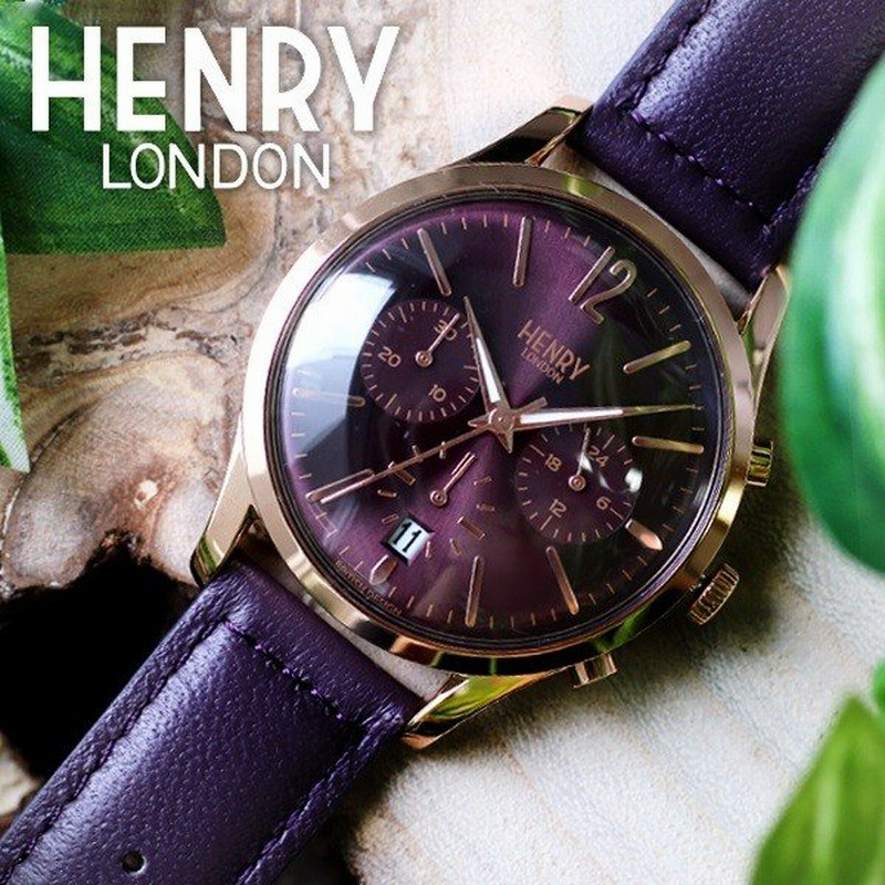 HENLY LONDON ユニセックス クラシックパープル クロノグラフ