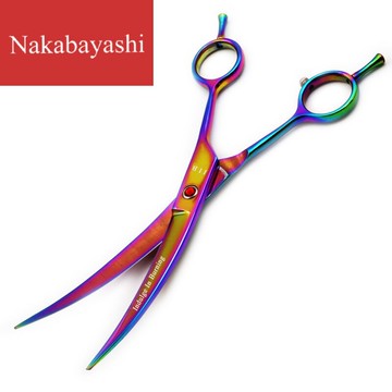 7寸 上彎寵物剪刀 狗狗美容修毛剪 理發美發剪刀  電鍍彩色雙尾款