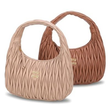 miu miu Wander Matelasse 30CM 皺褶納帕皮革肩背包-2色可選