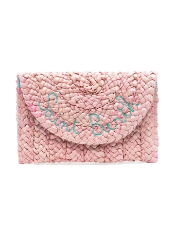 MC2 Saint Barth Kids - logo-embroidered straw envelope bag - kids - Polyester/Paper - One Size - Pink