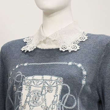 【好物推薦】花朵蕾絲透膚襯衫式假領片(白；F)