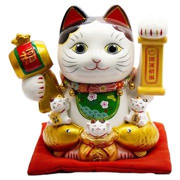 PERFECT理想 日本金運招財貓  小  陶瓷招財擺飾，招財納福，日式風格  SJ-TC01015