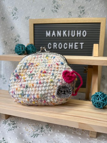 鉤織貓奴口金包