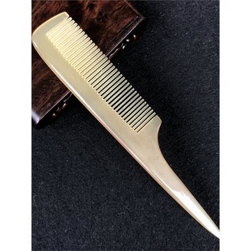 天然牛角梳子挑分發尖尾造型女孩扎辮子寶寶羊角黃角按摩密齒清潔