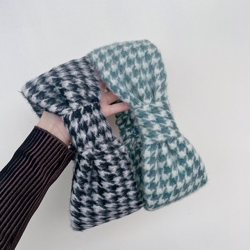 千鳥格 好煩小姐 冬天髮帶