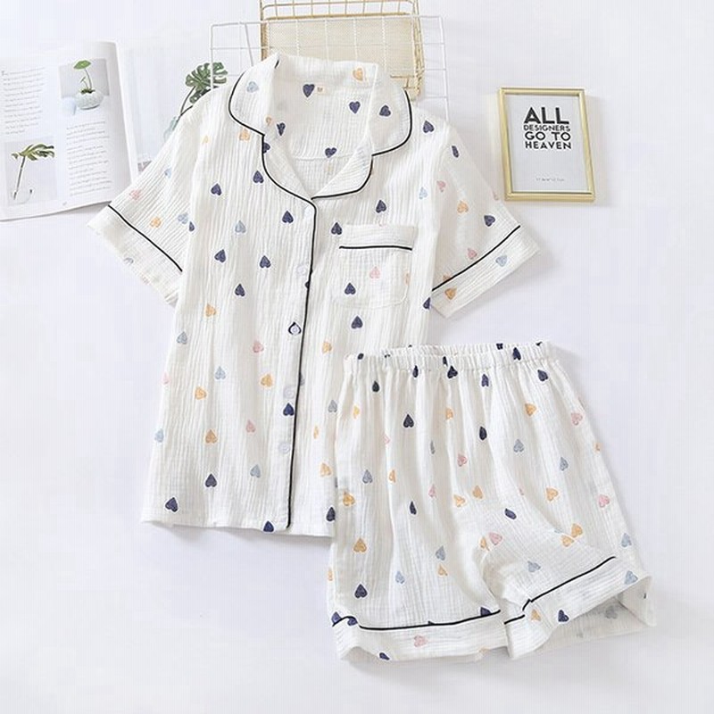 パジャマ レディース 春夏半袖パジャマ 前開き ショットパンツ 綿100 ルームウェア上下セット 心柄 パジャマ 可愛い 部屋着 韓国風 寝巻き パジャマ 安い 通販 Lineポイント最大0 5 Get Lineショッピング