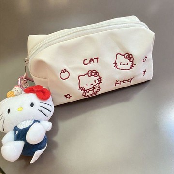 爆款刺繡kitty貓筆袋大容量學生文具收納文具盒卡通高顏值少女心