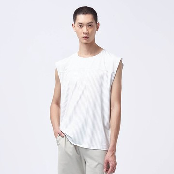 REBOOT動能-條紋拼接背心-冰川灰