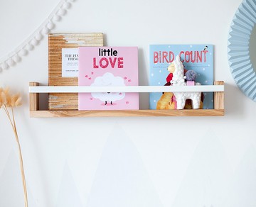 兒童房天然木浮書架