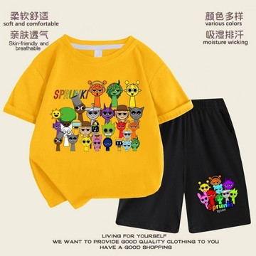 ✨台灣出貨 節奏盒子短袖套裝 節奏盒子兒童套裝 節奏盒子 音樂盒子 男童套裝 夏季純棉T恤 寬鬆短袖 兒童短褲兩件