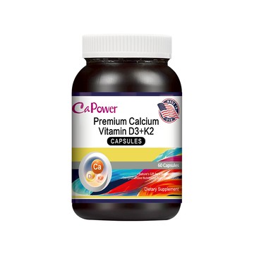 【美國Capower加柏爾】 特級鈣維生素D3+K2膠囊（60粒/瓶）