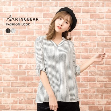 氣質襯衫--優雅簡約摩登直線條時尚船領V襟寬口下襬襯衫(白.黑XL-5L)-I95眼圈熊中大尺碼