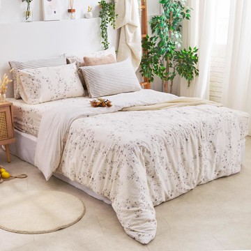 床包枕套組-雙人/200織/ 精梳棉三件式 / 靜語香氛 台灣製