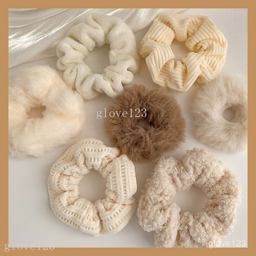 🌷臺灣出貨🌷Glove 奶咖色毛絨髮圈橡皮筋女紮頭髮繩高馬尾網紅2022年秋冬新款頭繩 大腸髮圈 髮圈 髮帶 皮筋