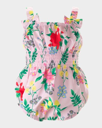 Girl's Botanical Floral Bubble One-Piece Swimsuit, Size 6M-24M