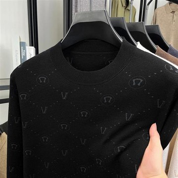 【巴黎精品】現貨+預購 頂級商務針織外套針織衫休閒秋冬大碼男裝-圓領套頭緹花休閒男上衣4色a1lf56