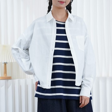 棉質純色襯衫 外套122338C